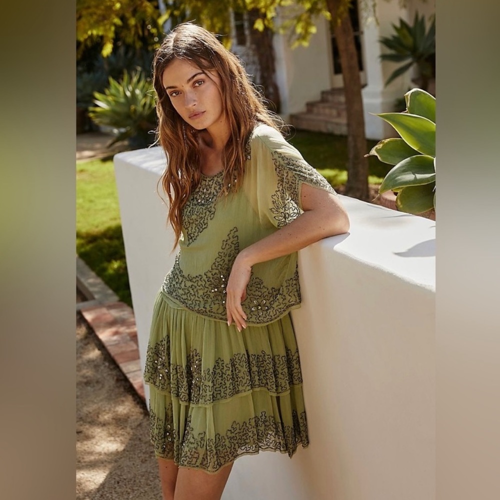 Free people 2-piece beaded mini dress